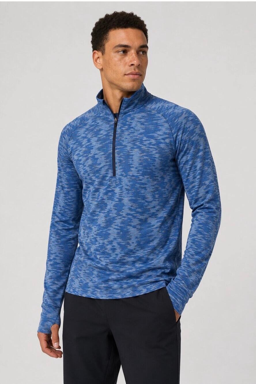 Lululemon Pullover Mens XL Blue Surge Warm Half Zip Data Rush Mini Jacquard Run
